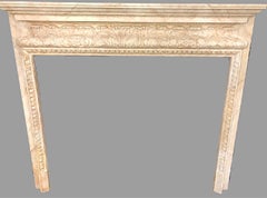 Swedish Painted and Distressed Decorated Fire Surround in Faux Marble Finish