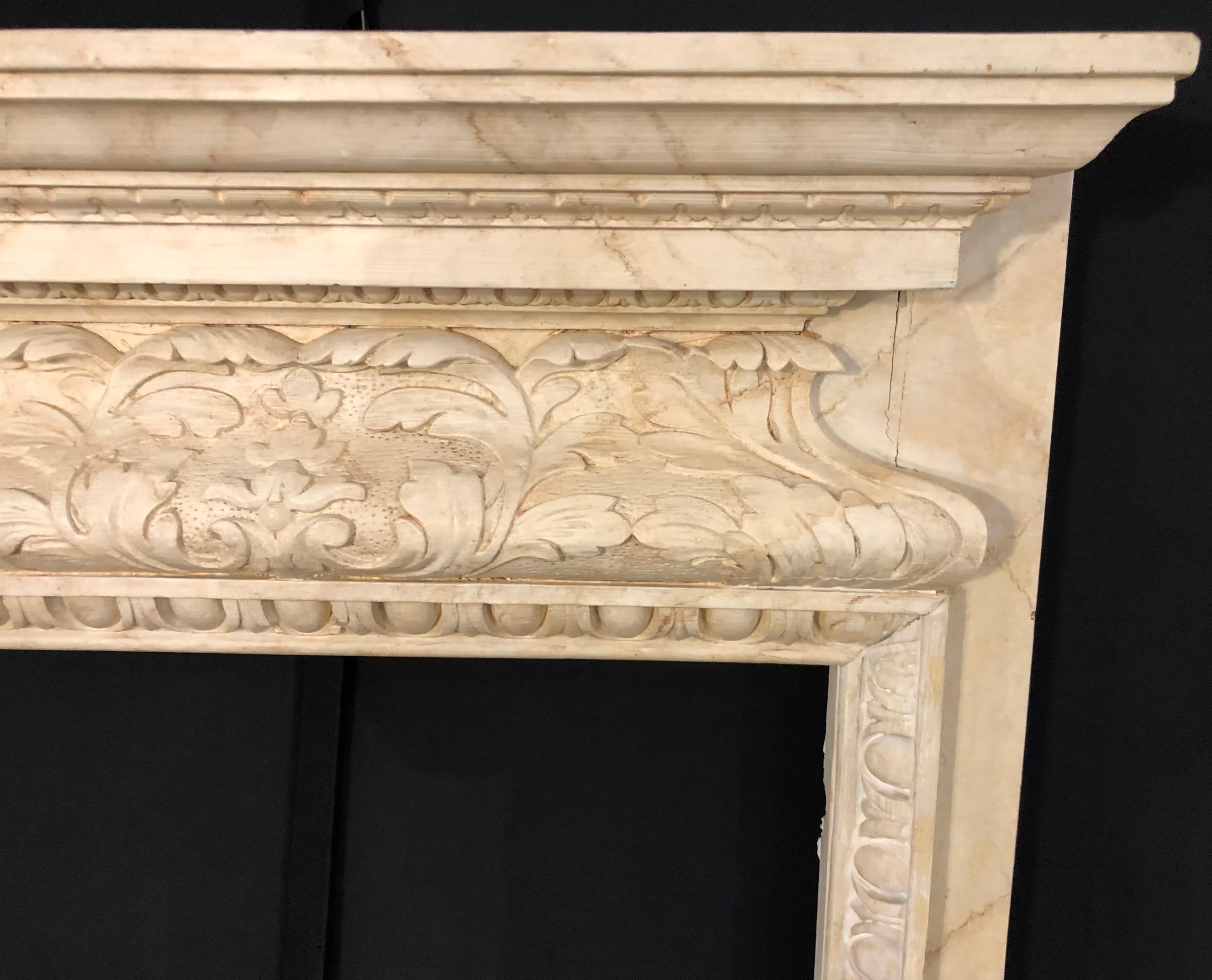 Mid-20th Century Swedish Painted and Distressed Decorated Fire Surround in Faux Marble Finish For Sale