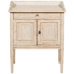 Swedish Painted Gustavian Nightstand Table with Drawer and Door, circa 1825
