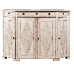 reeded sideboard Swedish Painted Gustavian Style Sideboard with Reeded Diamonds, Mid 19th Century