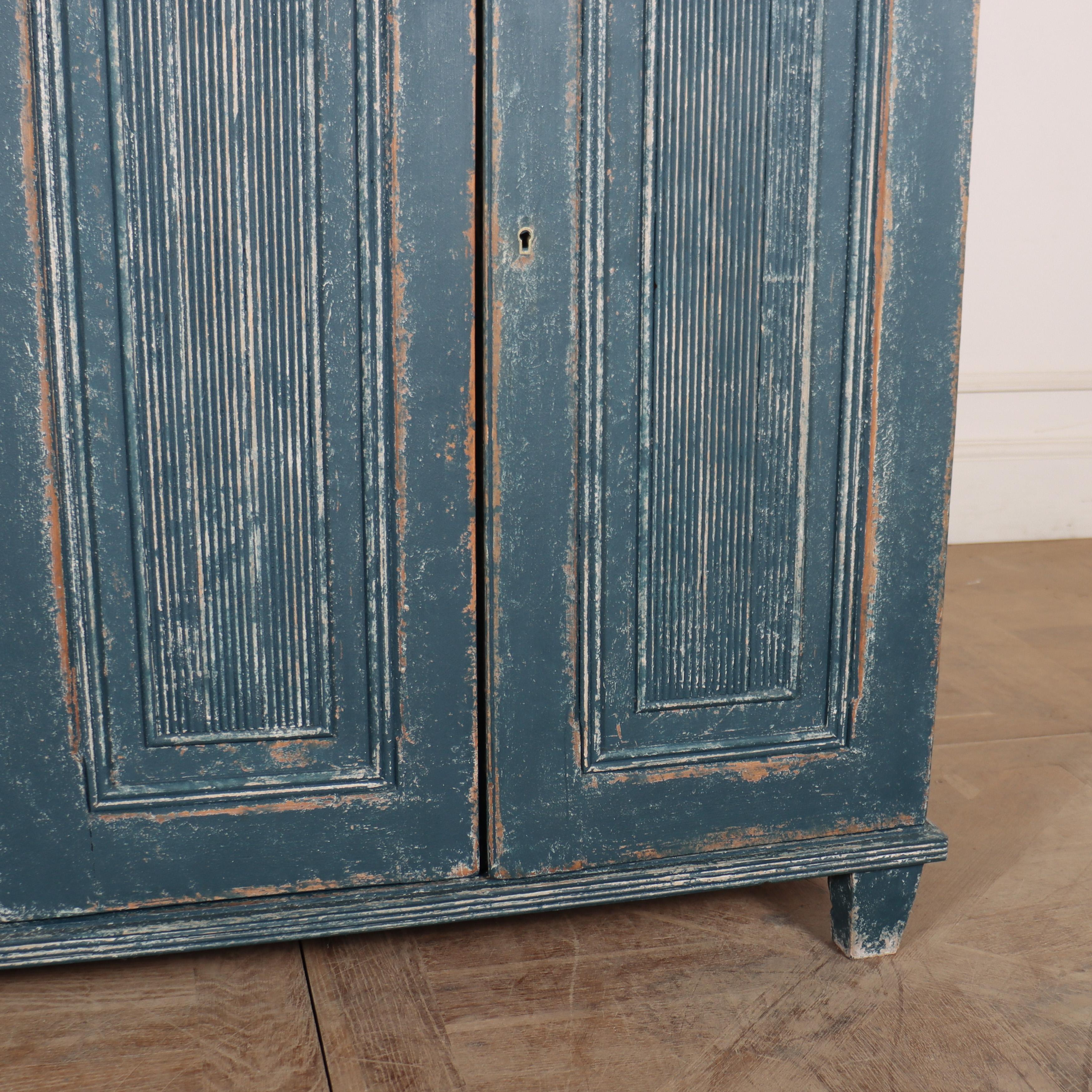 Pine Swedish Painted Linen Cupboard For Sale