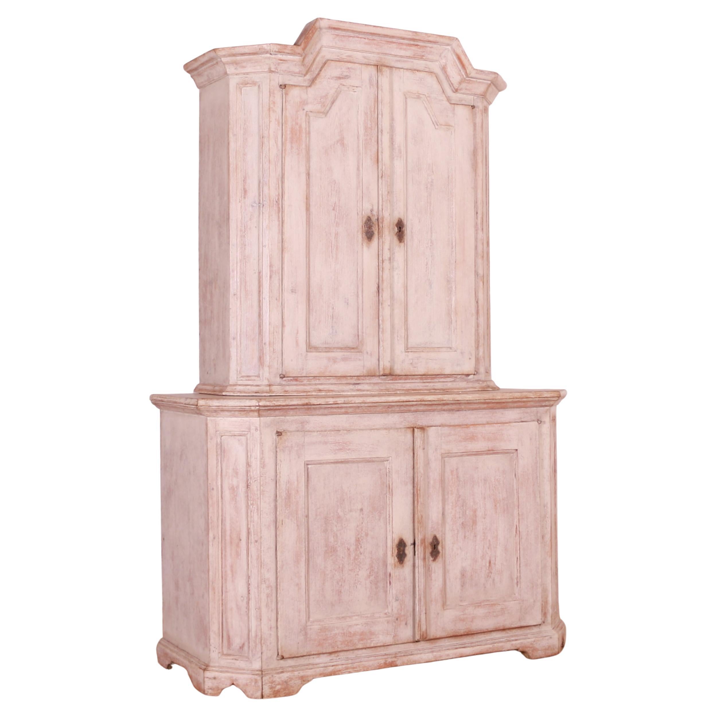 Swedish Painted Linen Cupboard For Sale