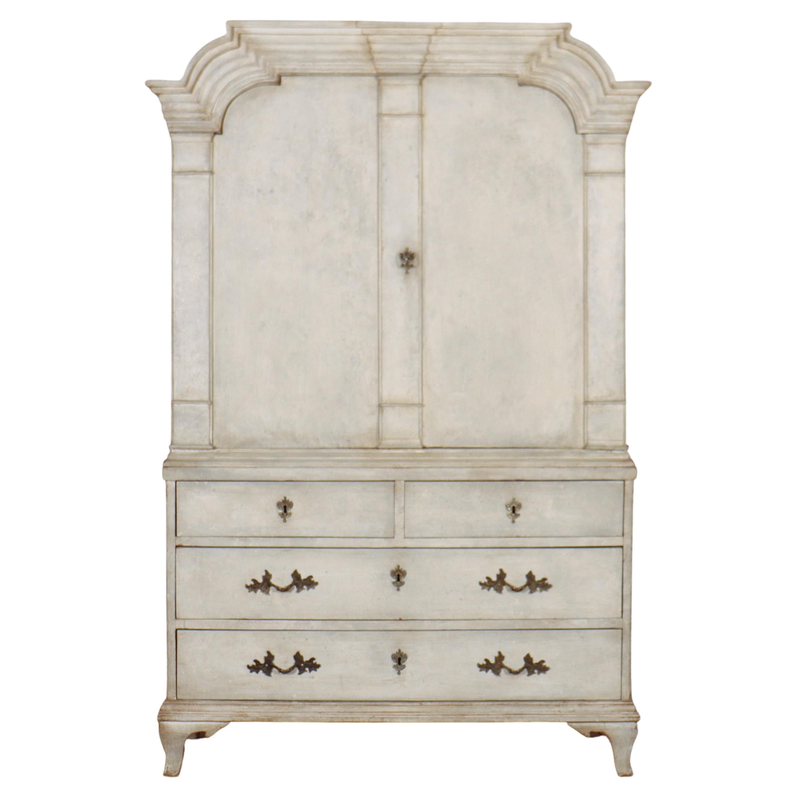 Swedish Painted Linen Cupboard For Sale