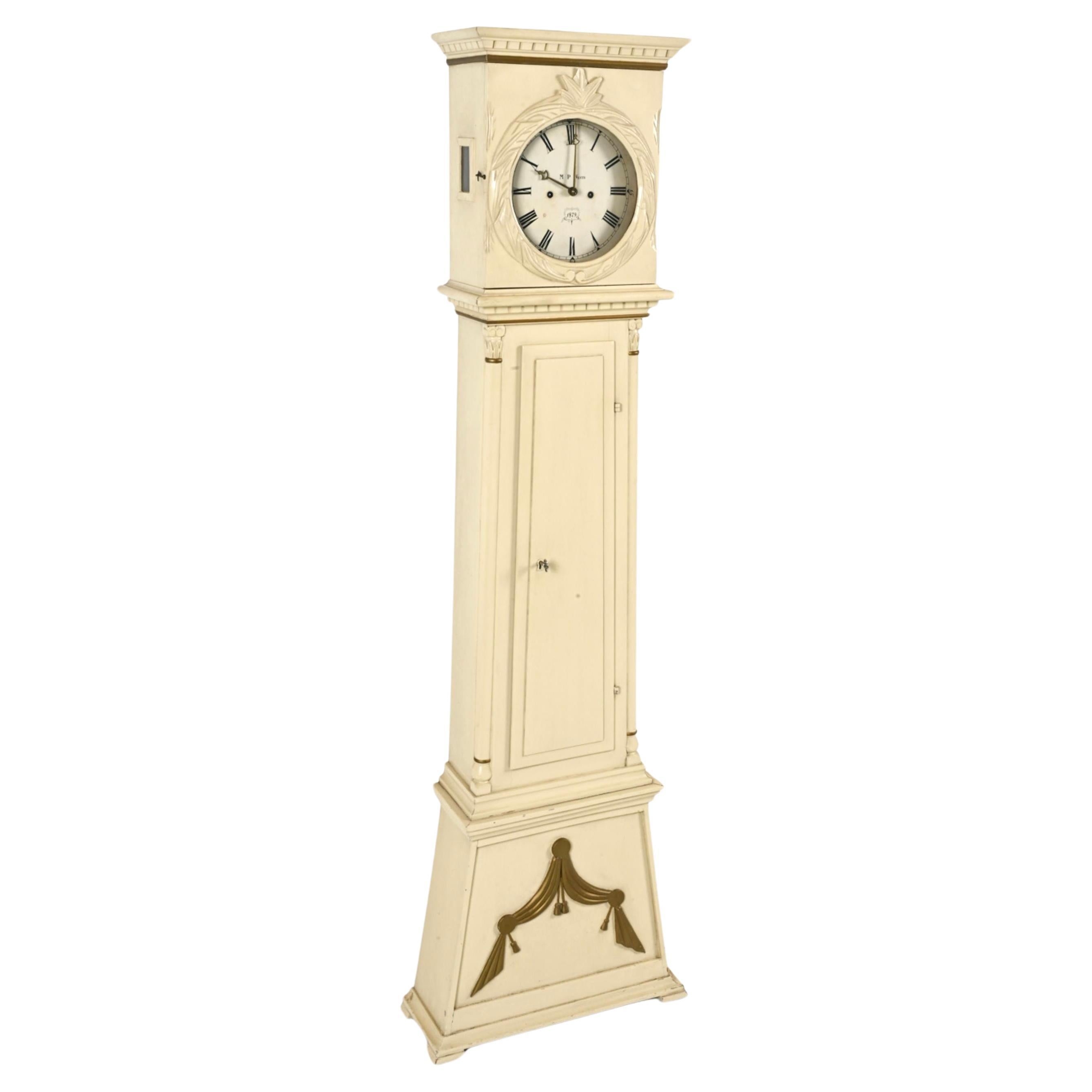 Gustavian Swedish Painted Longcase Clock For Sale