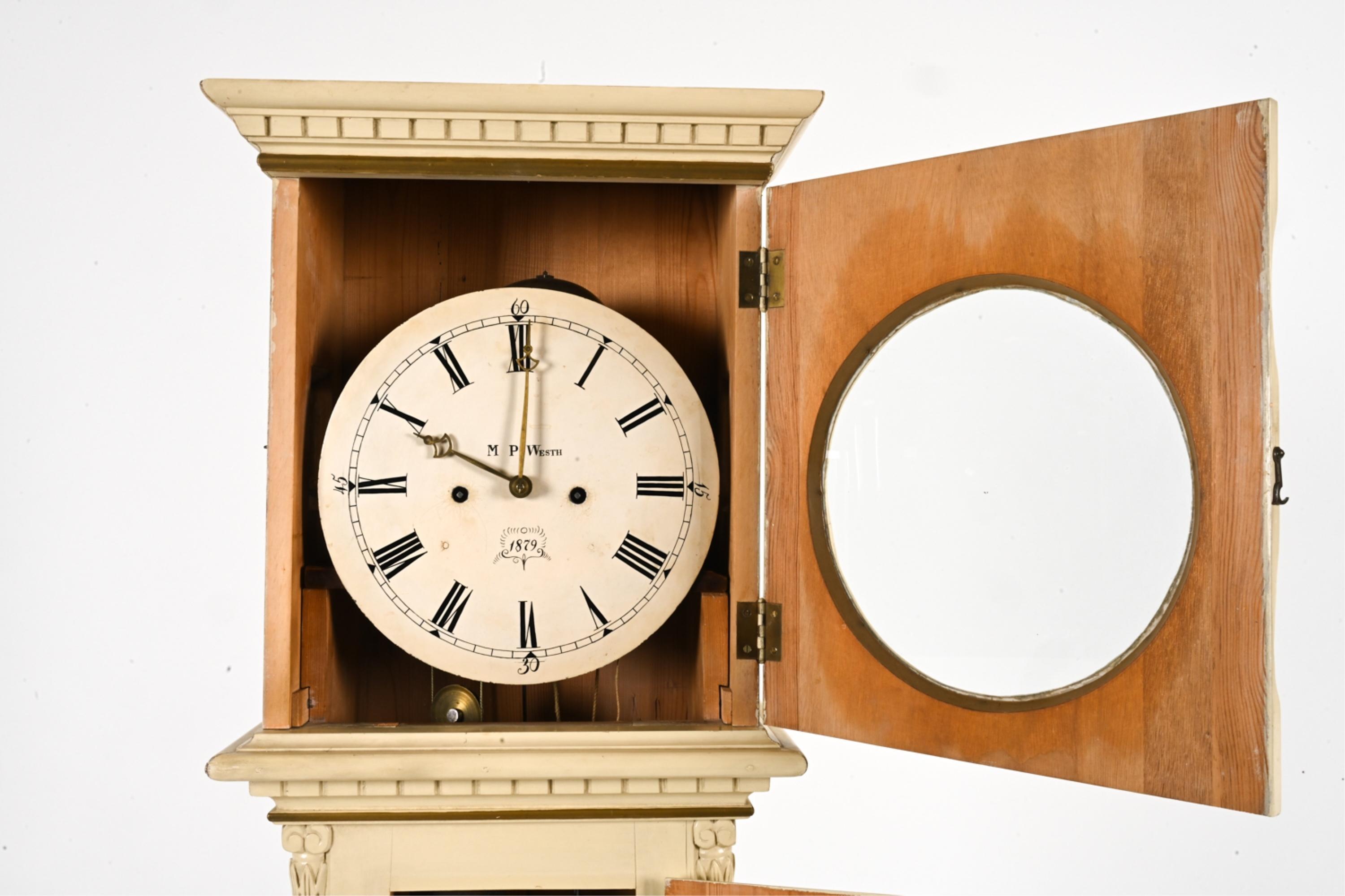 Swedish Painted Longcase Clock For Sale 1