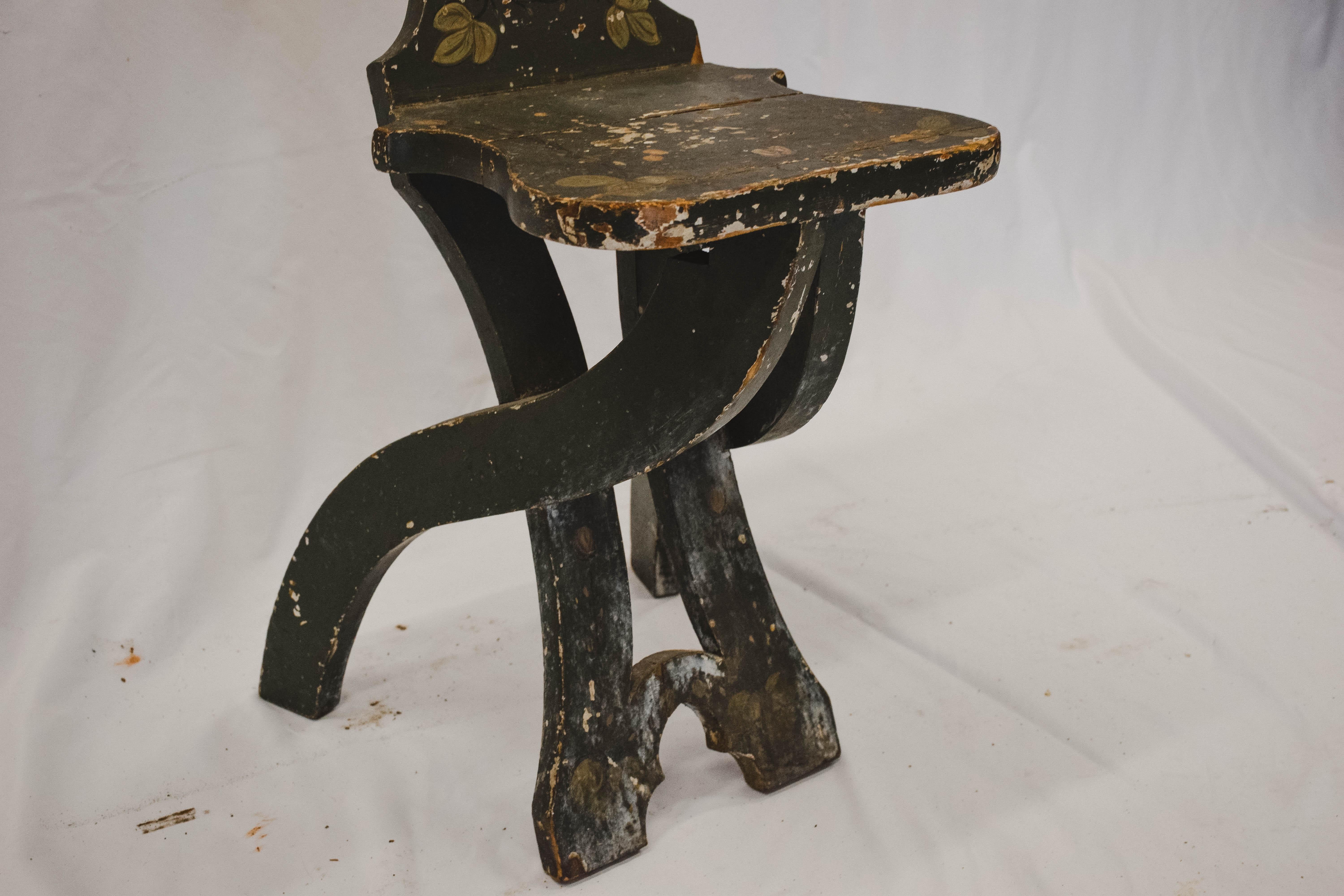 French Swedish Painted Milking Chair