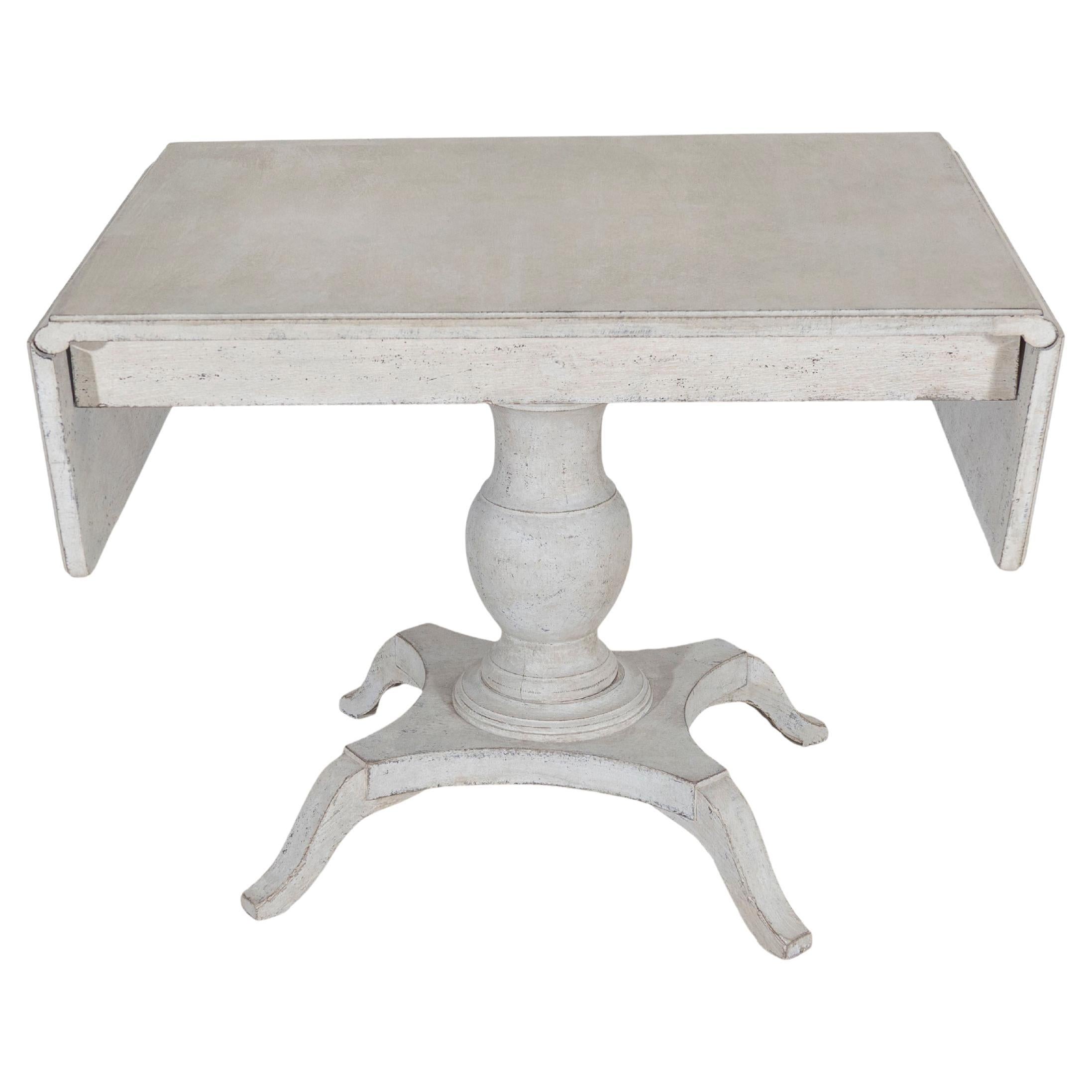 Swedish Painted Pedestal Drop-Leaf Table, circa 1880 For Sale