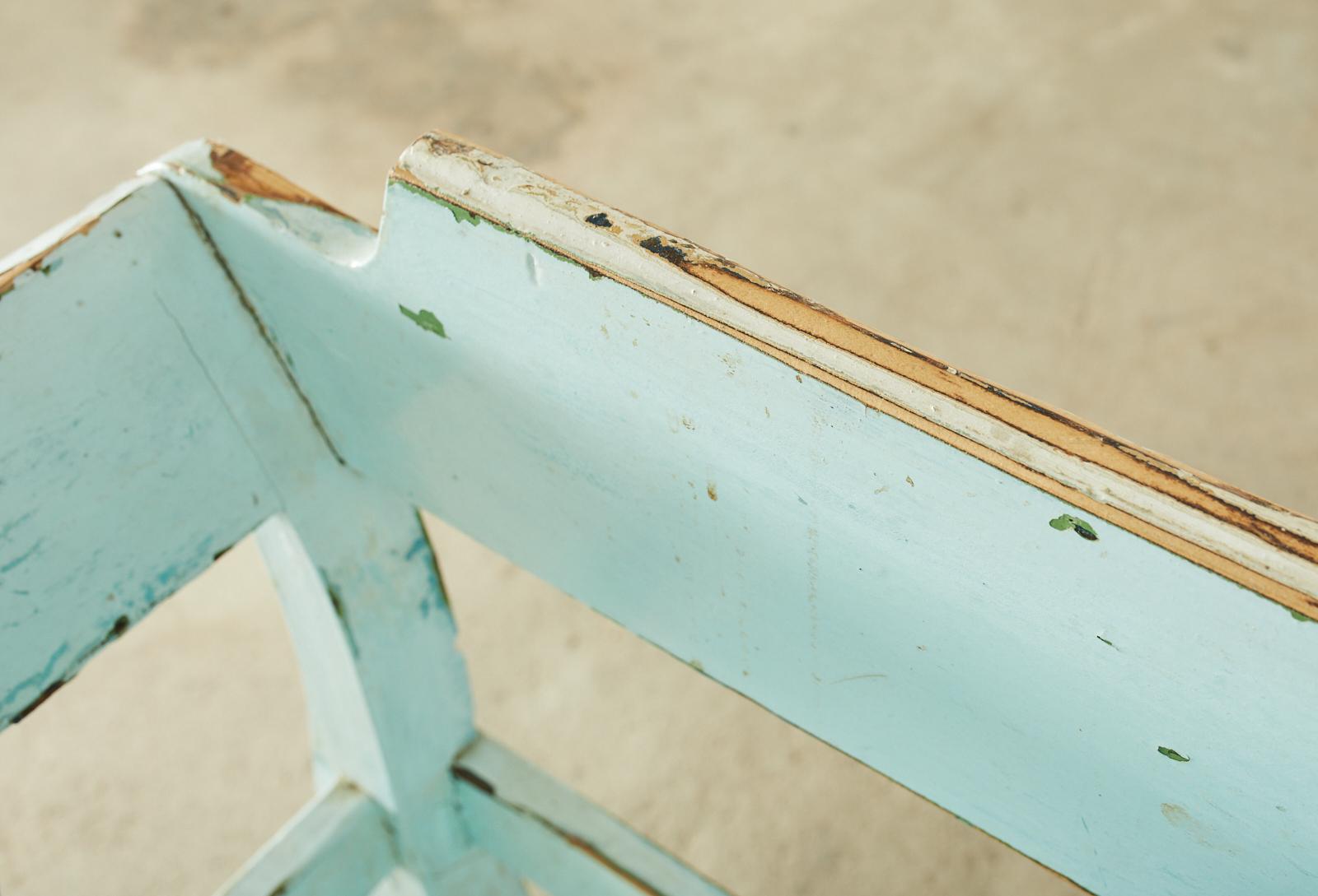 Swedish Painted Pine Farmhouse Bench with Storage 7