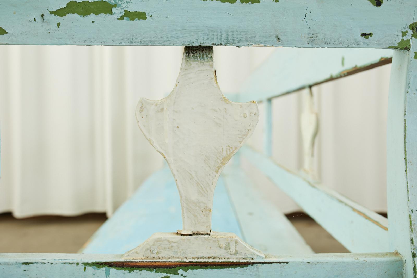 Swedish Painted Pine Farmhouse Bench with Storage 14