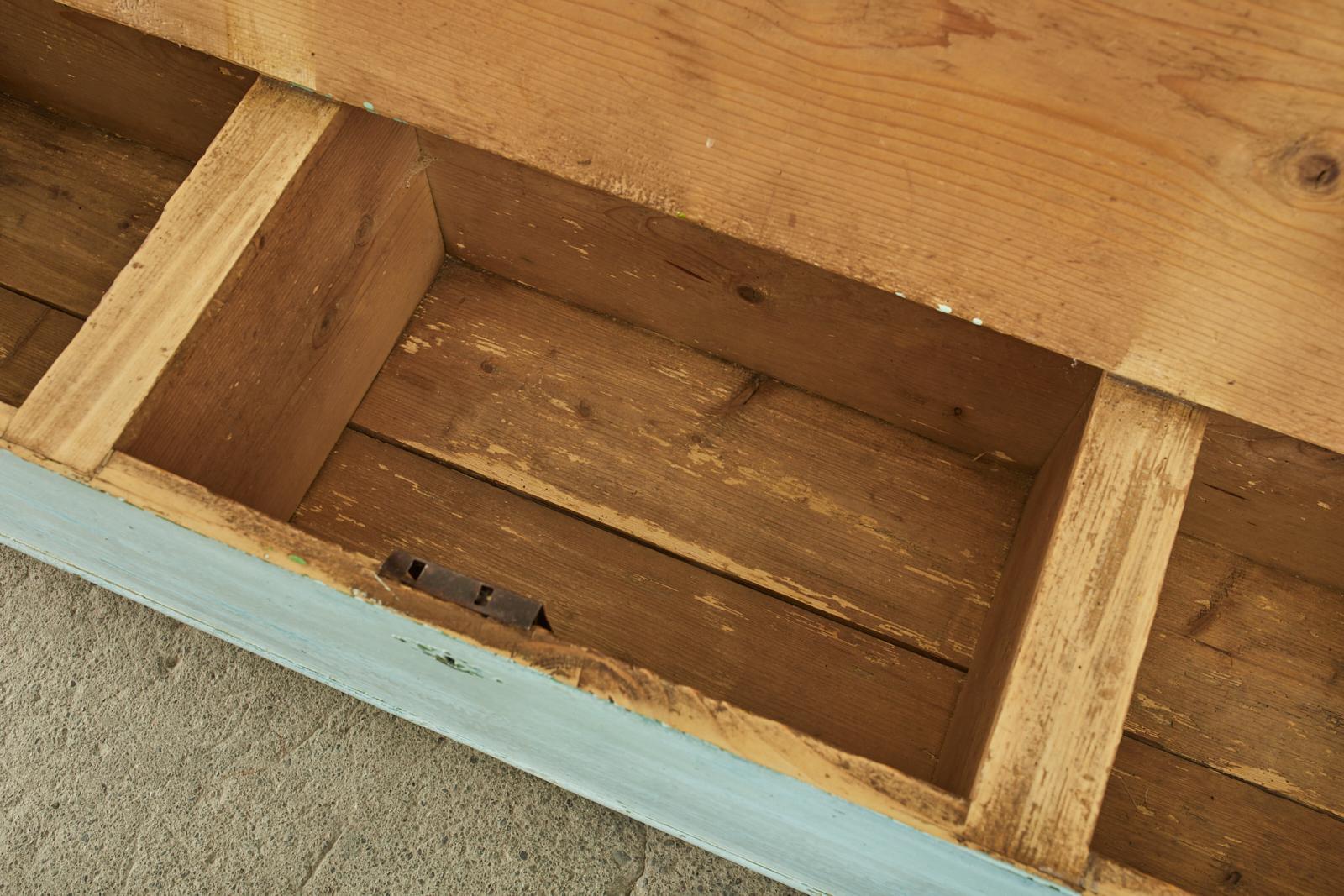 Swedish Painted Pine Farmhouse Bench with Storage 2