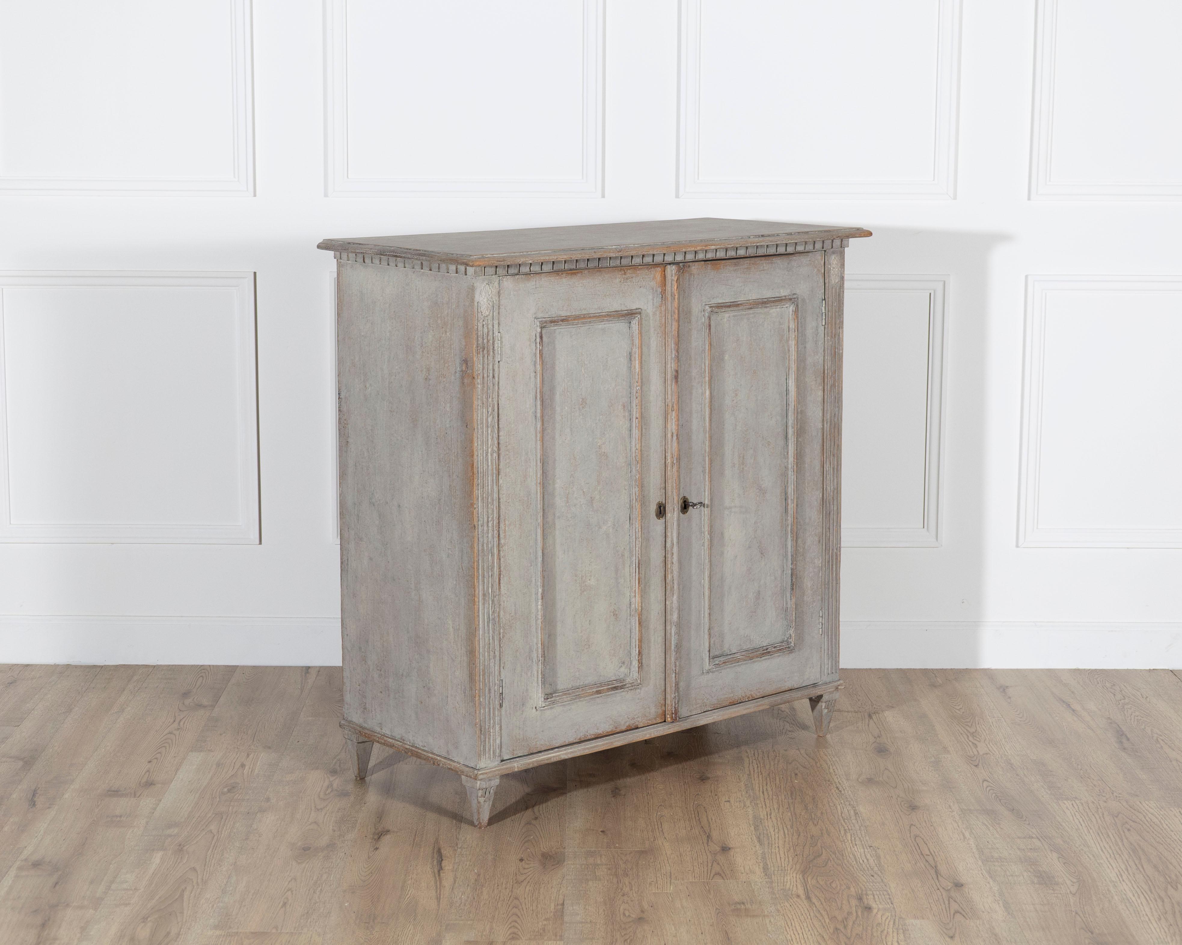 19th Century Swedish Painted Pine Sideboard in Soft Grey, circa 1860–1870 For Sale