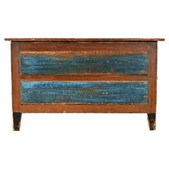 Antique Swedish Painted Pine Trunk-Daybed