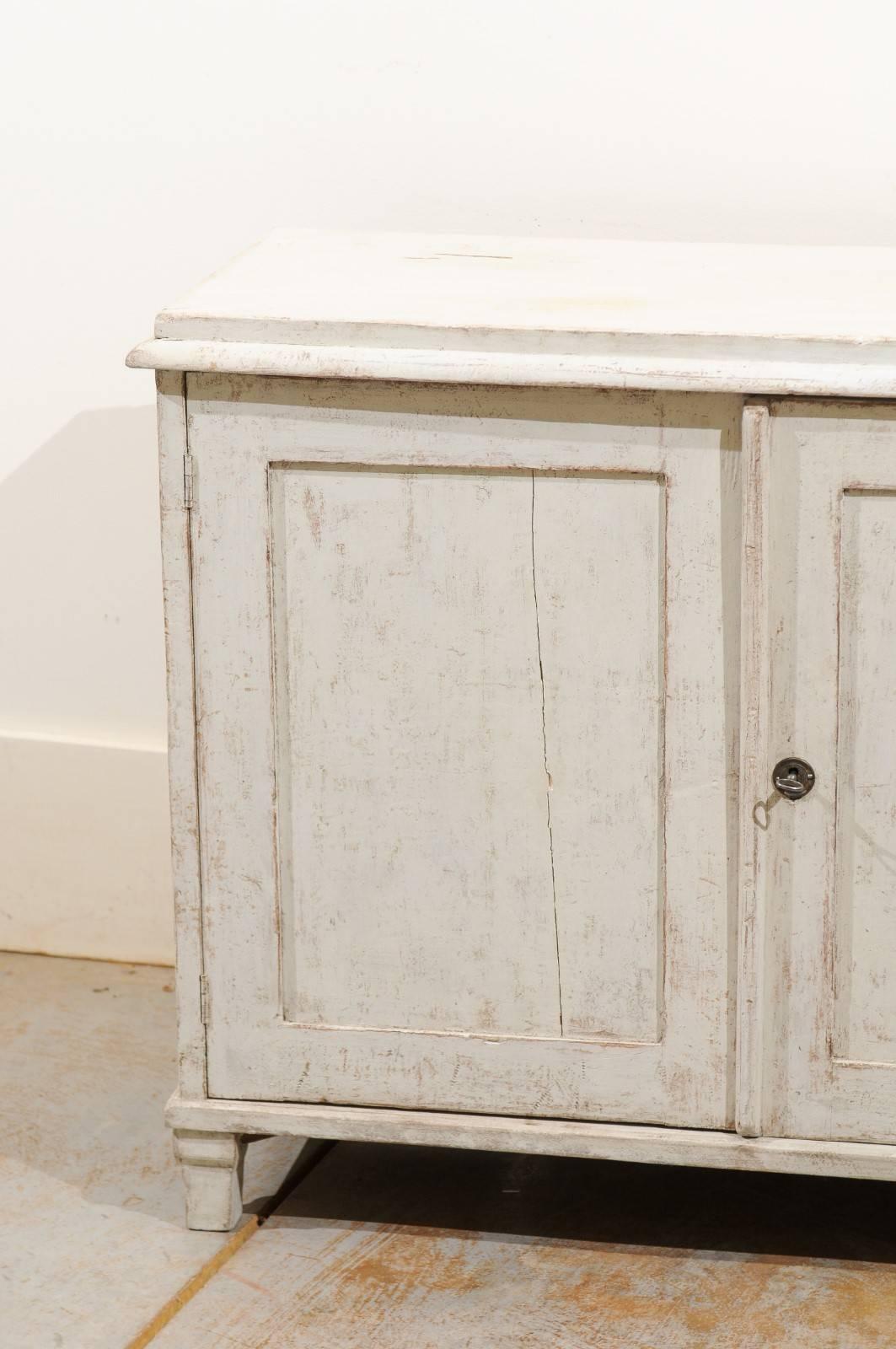 19th Century Swedish Painted Sideboard, circa 1850 with Two Doors and Four Drawers