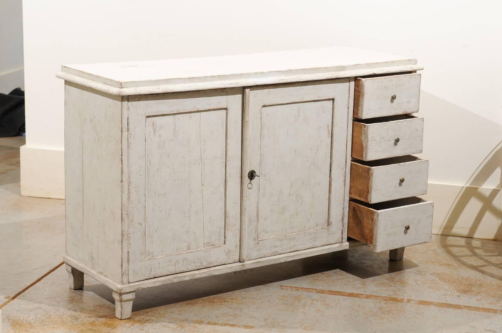 Swedish Painted Sideboard, circa 1850 with Two Doors and Four Drawers 1