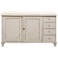 Swedish Painted Sideboard, circa 1850 with Two Doors and Four Drawers