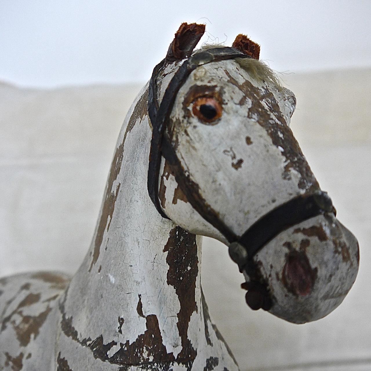 Folk Art  Painted Toy Wooden Horse on Wheels, Swedish 19th Century For Sale