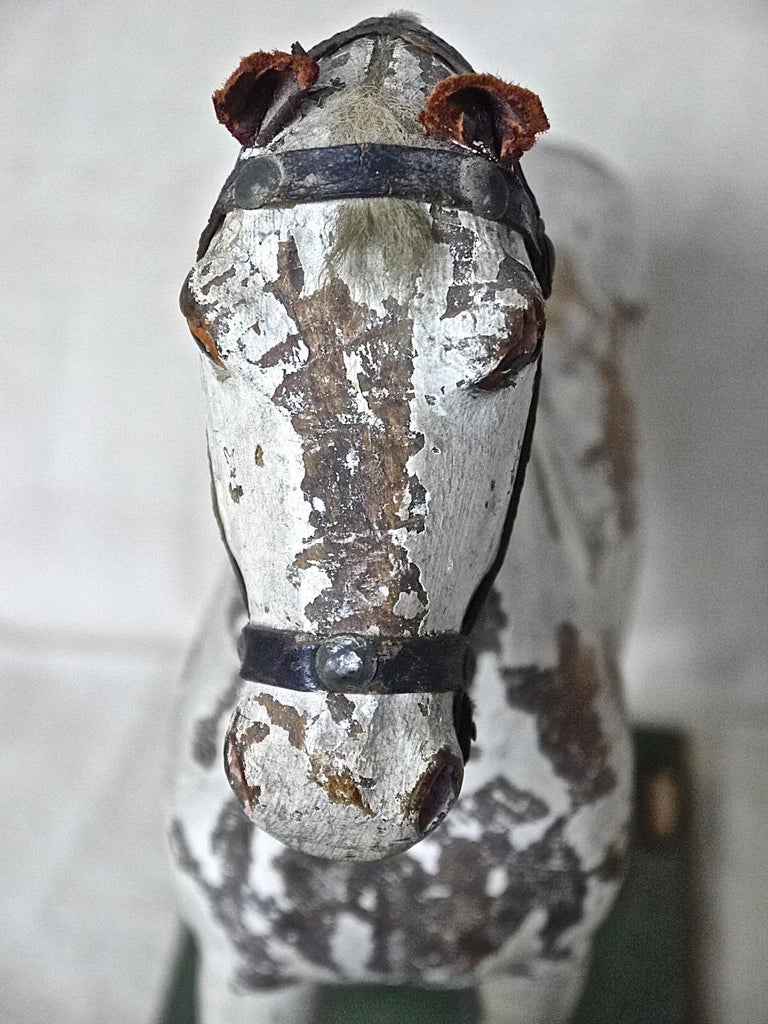 Painted Toy Wooden Horse on Wheels, Swedish 19th Century For Sale at