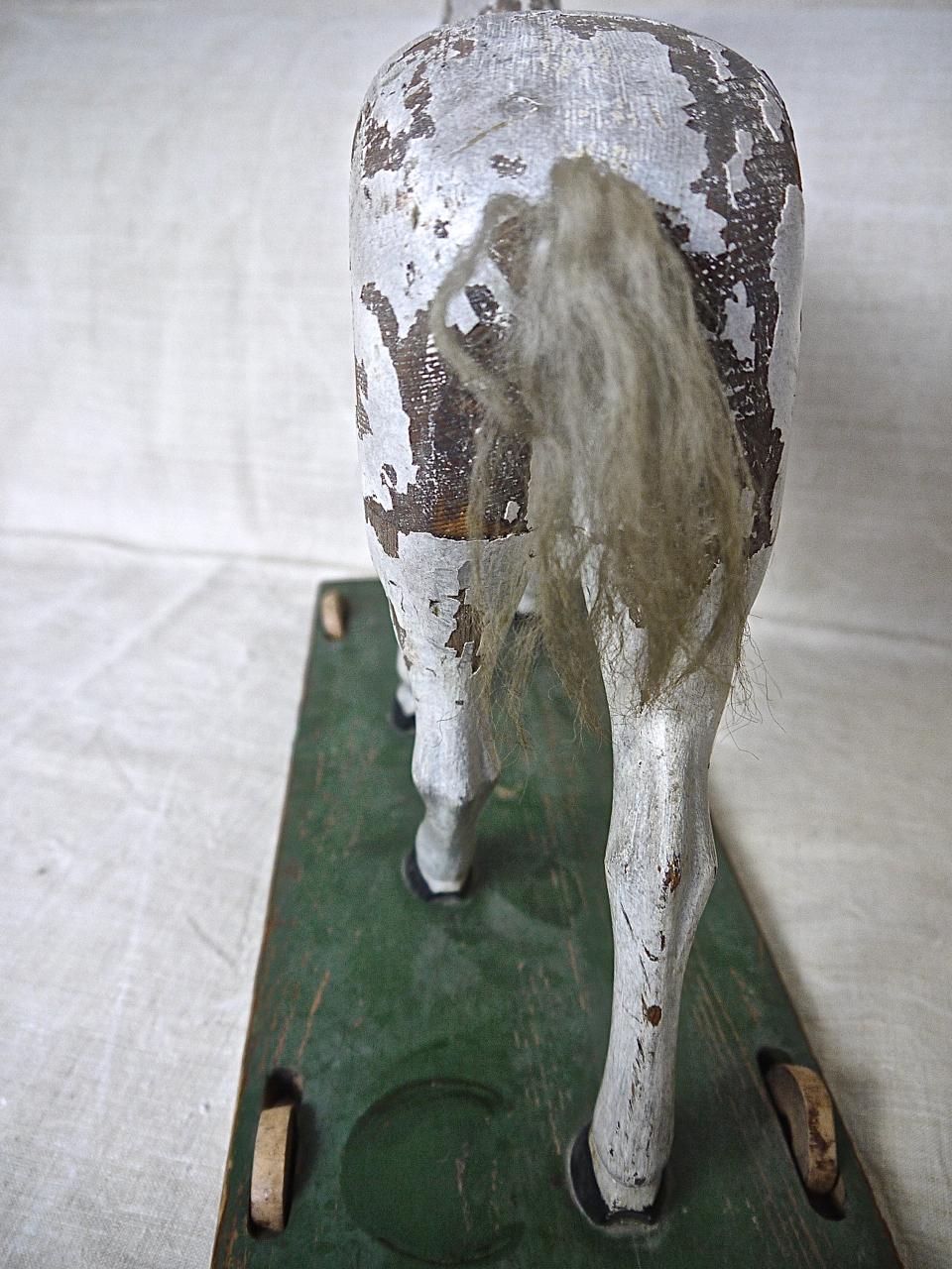  Painted Toy Wooden Horse on Wheels, Swedish 19th Century For Sale 1