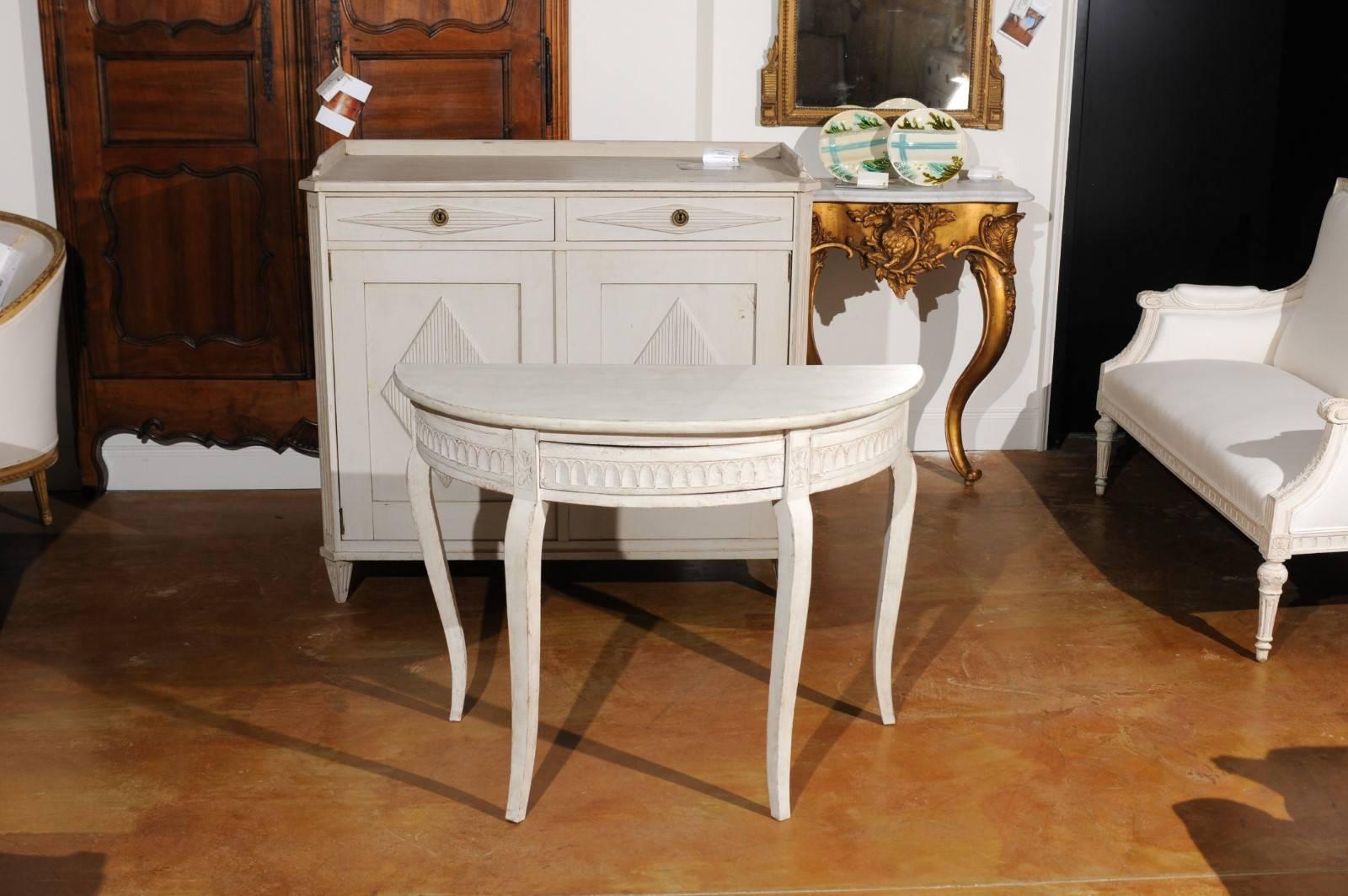 demilune table with drawer