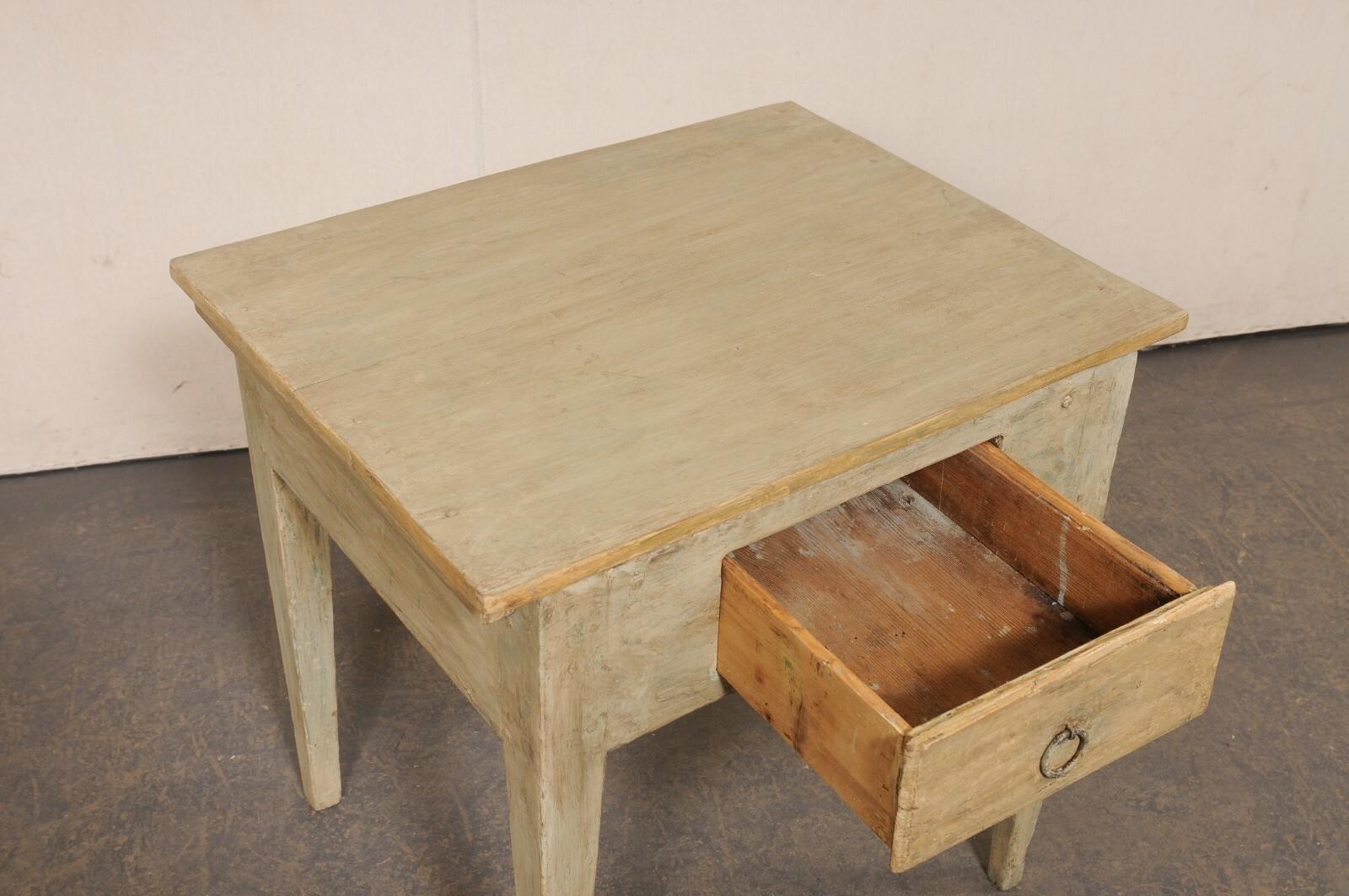 Swedish Painted Wood Side Table w/Small Drawer, 19th C. For Sale 1