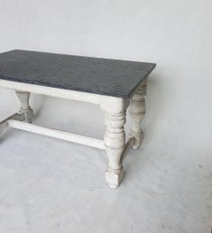 Swedish Painted Wood Table with Black Granite Top, 1840s