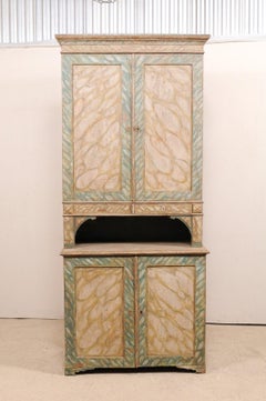 Swedish Painted Wood Two-Piece Cupboard, circa 1830-1850
