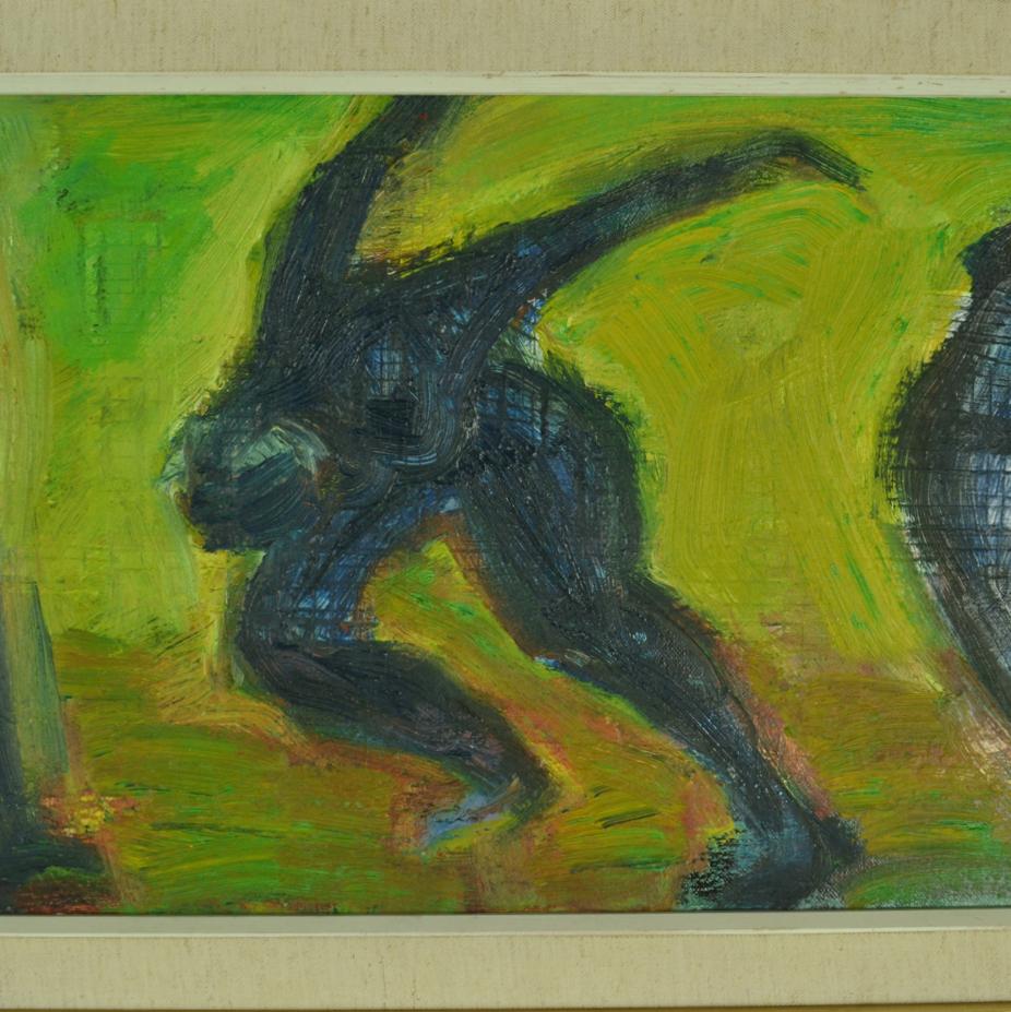Swedish Painting of Dancing Women in Green Landscape by R. Dagstrom In Excellent Condition For Sale In London, GB