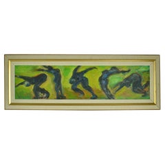 Swedish Painting of Dancing Women in Green Landscape by R. Dagstrom