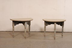 Swedish Pair 19th C. Painted Demi-Lunes, or together an Oval Center Table