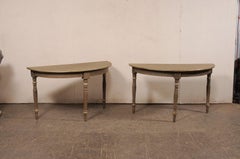 Swedish Pair Antique Demi-Lune Tables (or Center Table) on Nicely Turned Legs