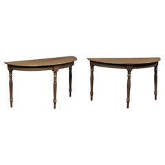 Swedish Pair Antique Demi-Lune Tables (or Center Table) on Nicely Turned Legs