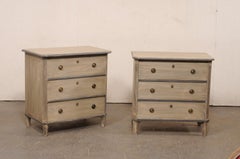 Swedish Pair Gustavian Style Painted Wood Chests, Mid 20th