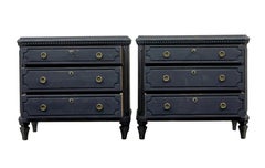 Swedish pair of 19th century black painted commodes