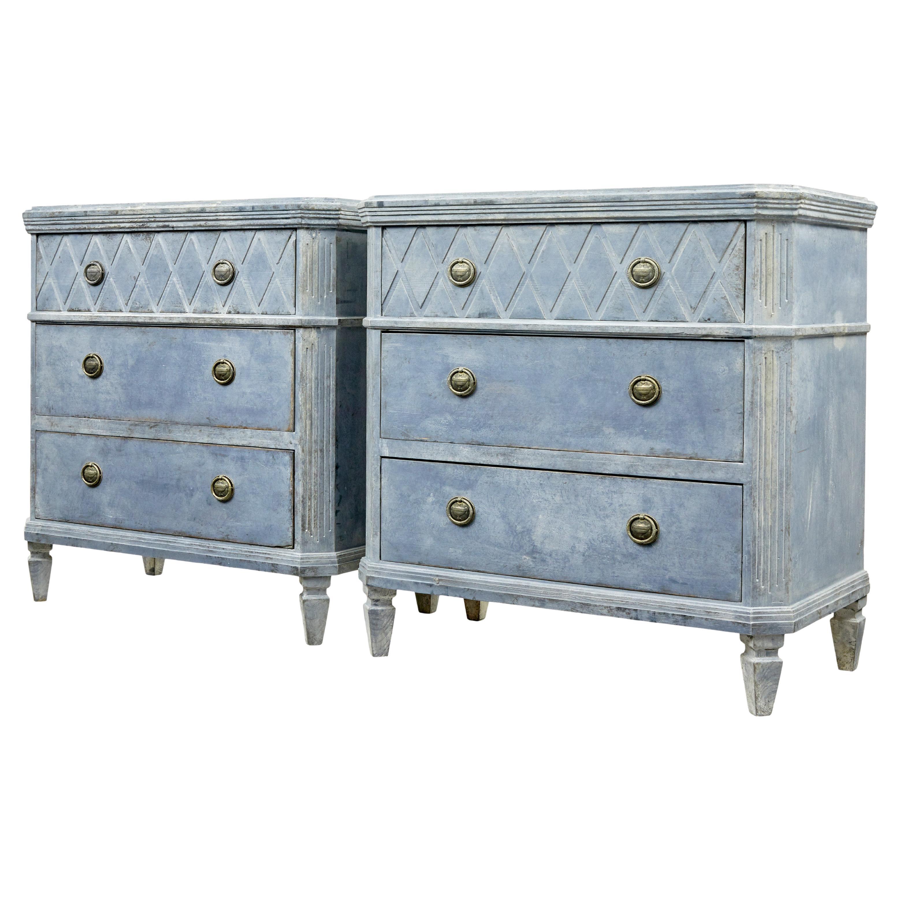 Swedish pair of 19th century Gustavian influenced chest of drawers