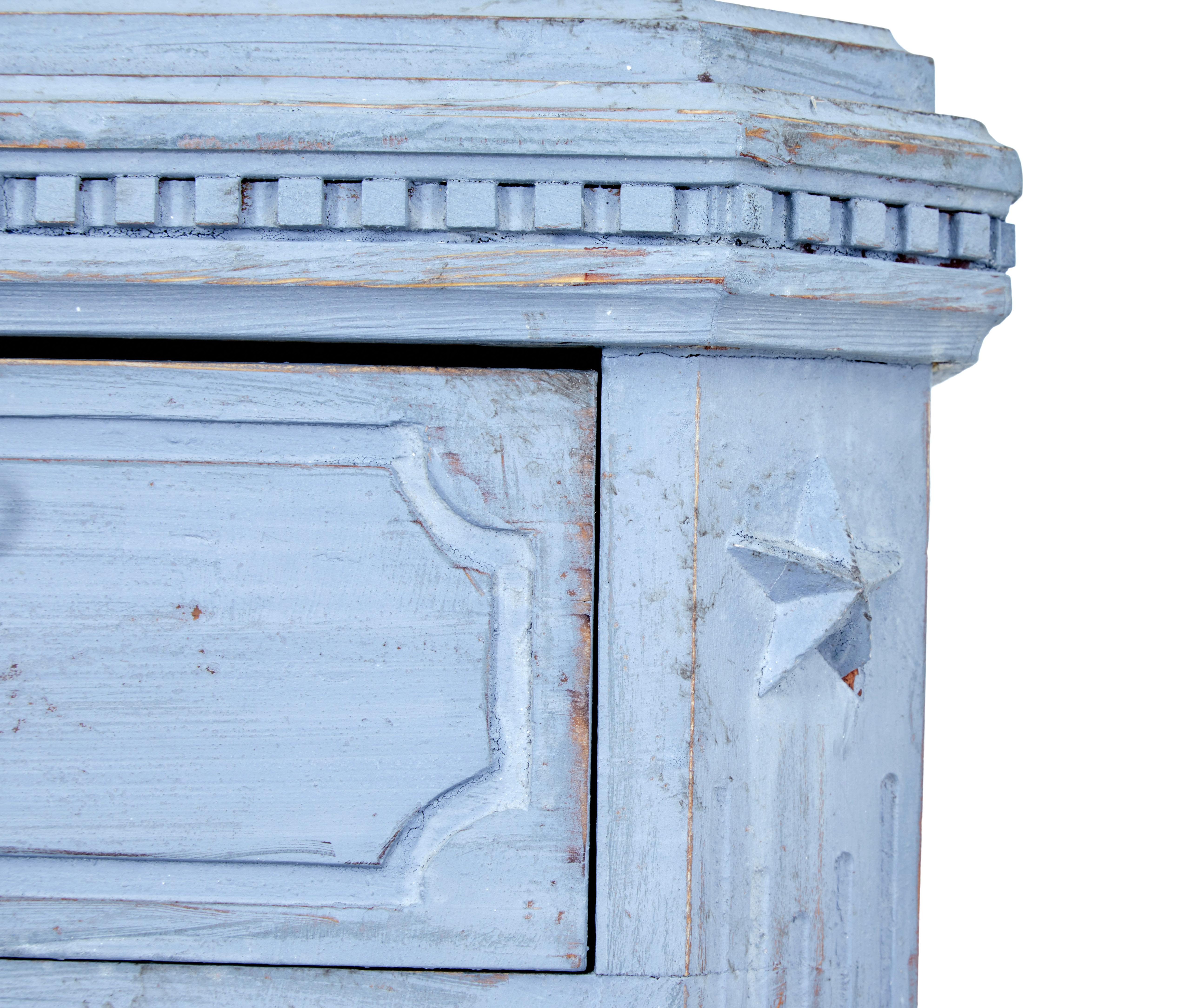 Oak Swedish Pair of 19th Century Painted Blue Commodes