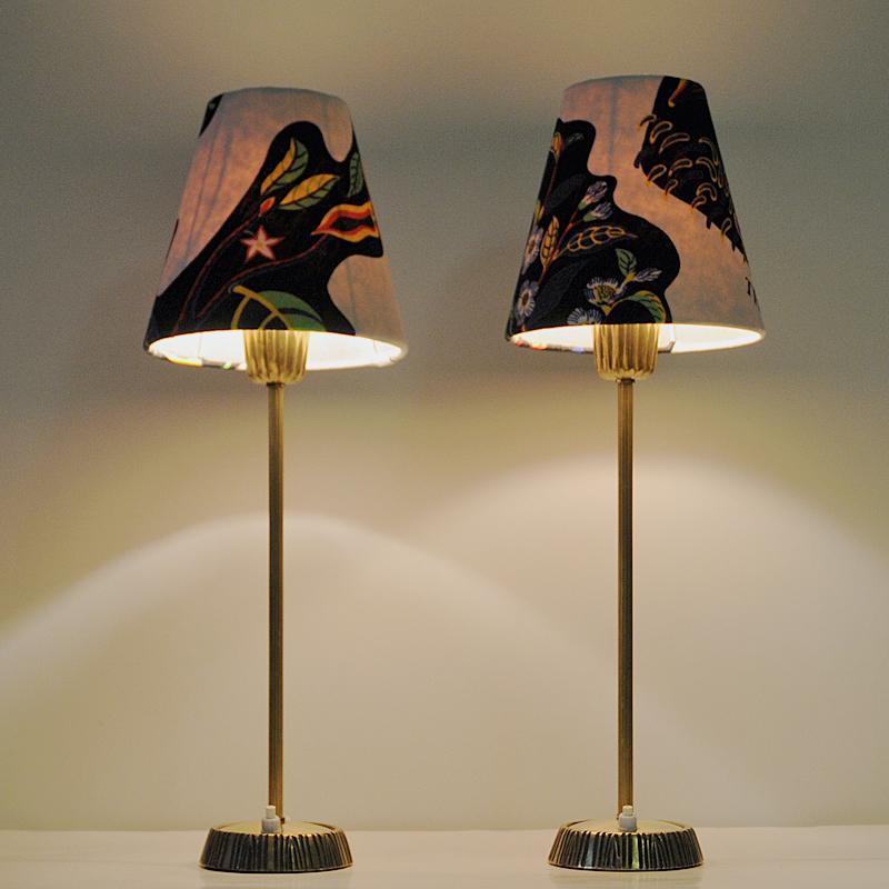 Swedish Pair of Brass Table Lamps by Sonja Katzin for ASEA, 1950s 4