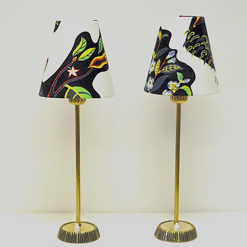 Scandinavian Modern Swedish Pair of Brass Table Lamps by Sonja Katzin for ASEA, 1950s