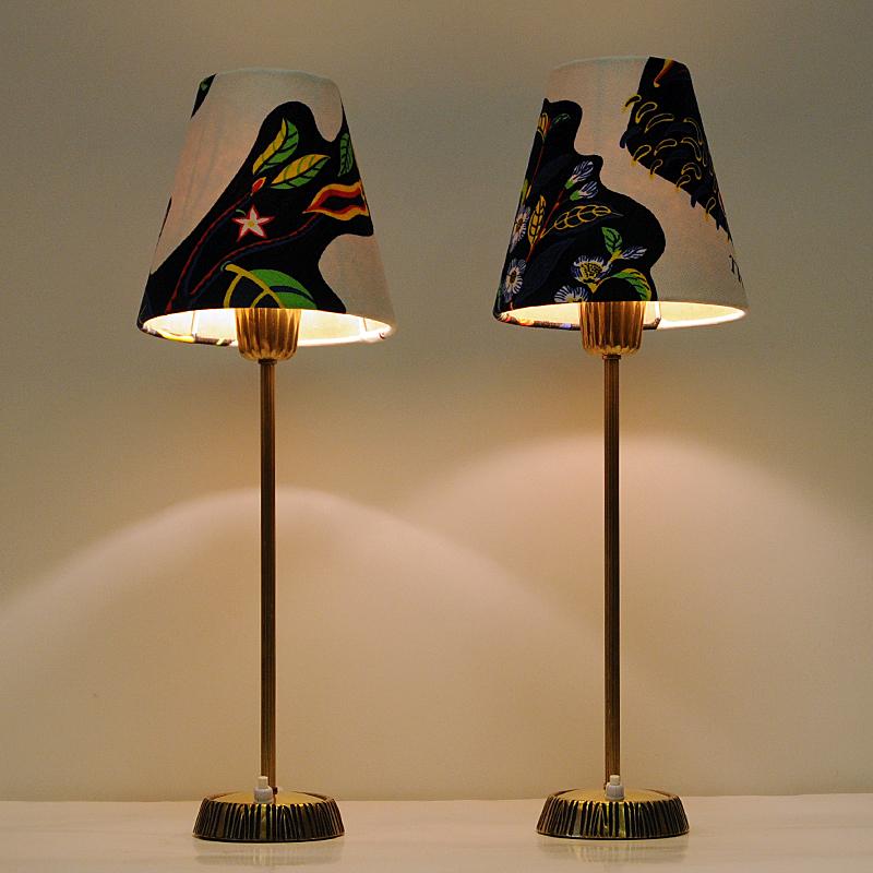 Mid-20th Century Swedish Pair of Brass Table Lamps by Sonja Katzin for ASEA, 1950s