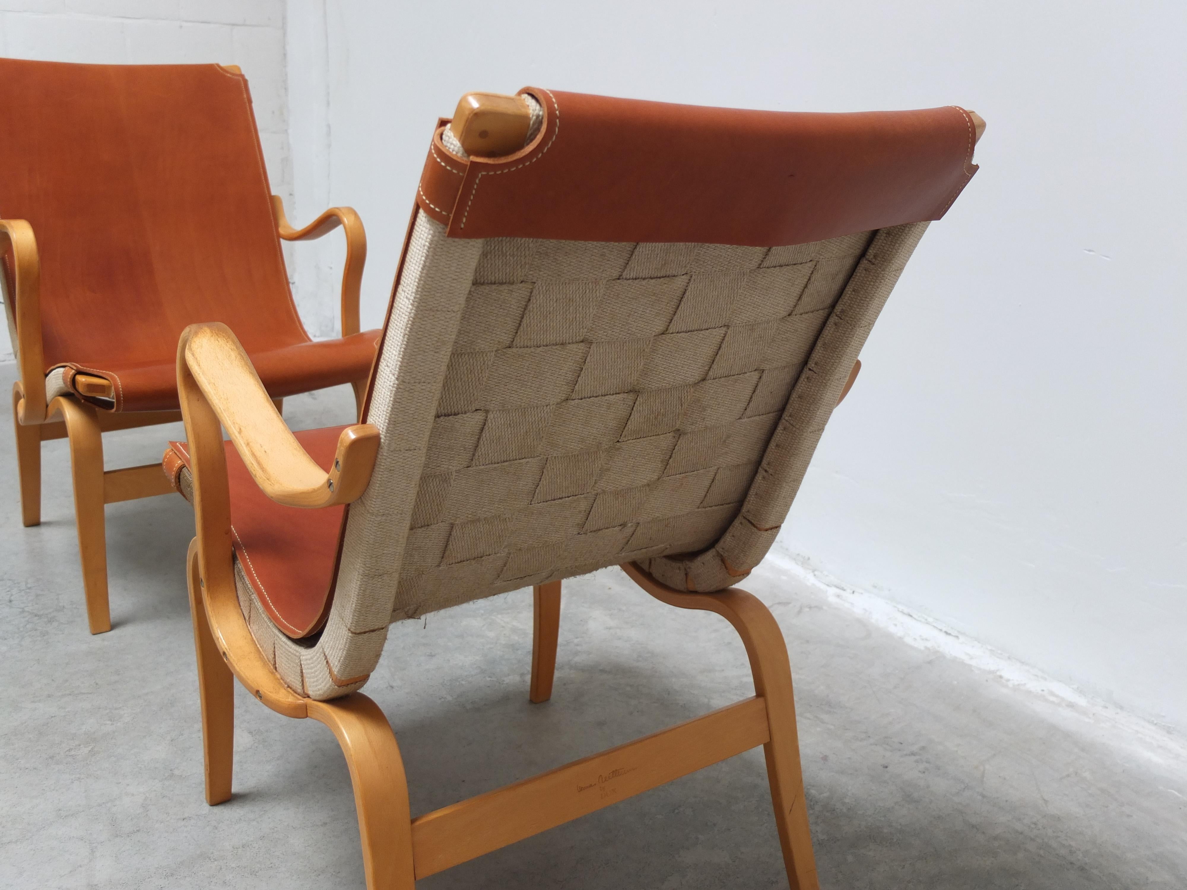 Swedish Pair of 'Eva' Lounge Chairs by Bruno Mathsson for DUX, 1941 10