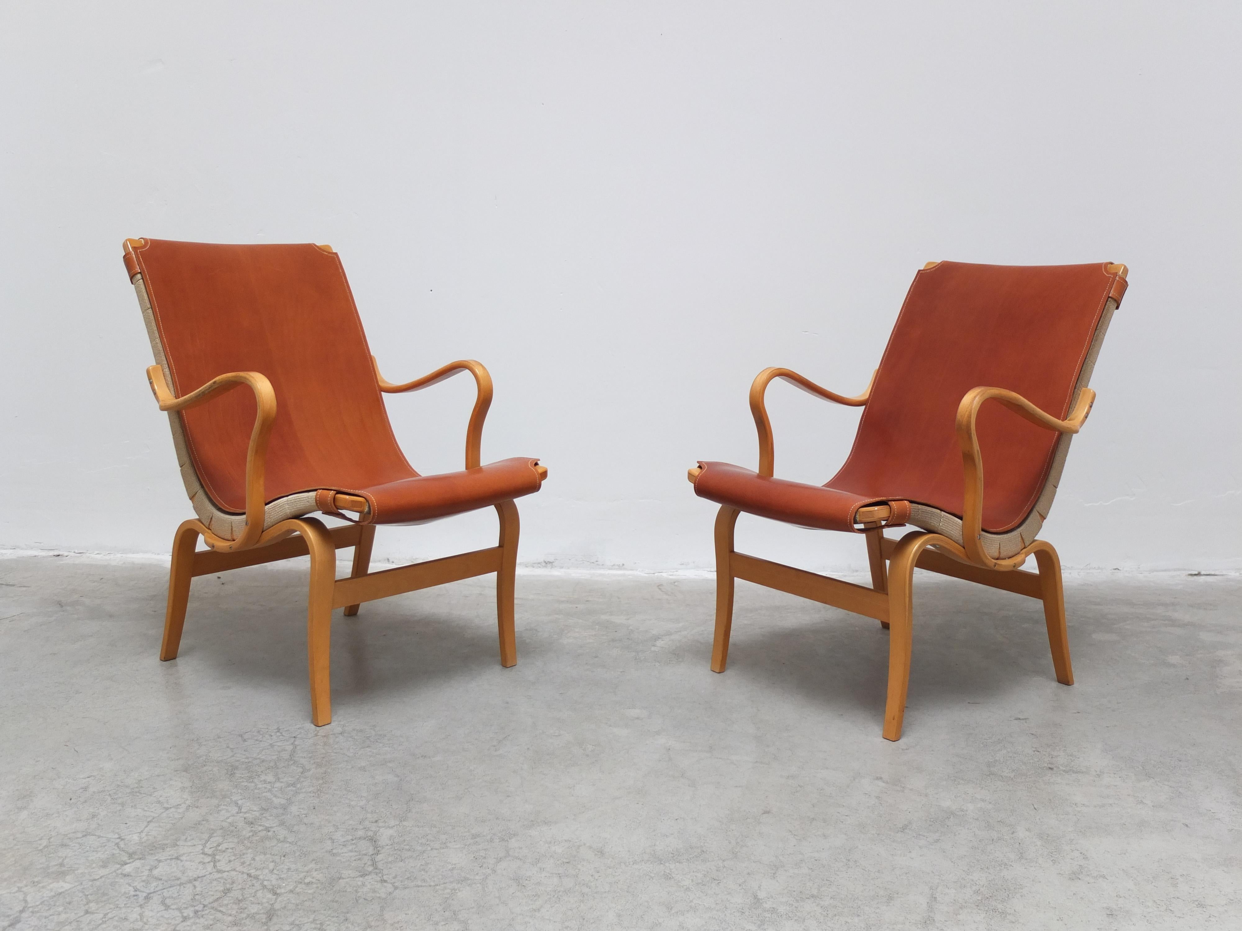Scandinavian Modern Swedish Pair of 'Eva' Lounge Chairs by Bruno Mathsson for DUX, 1941