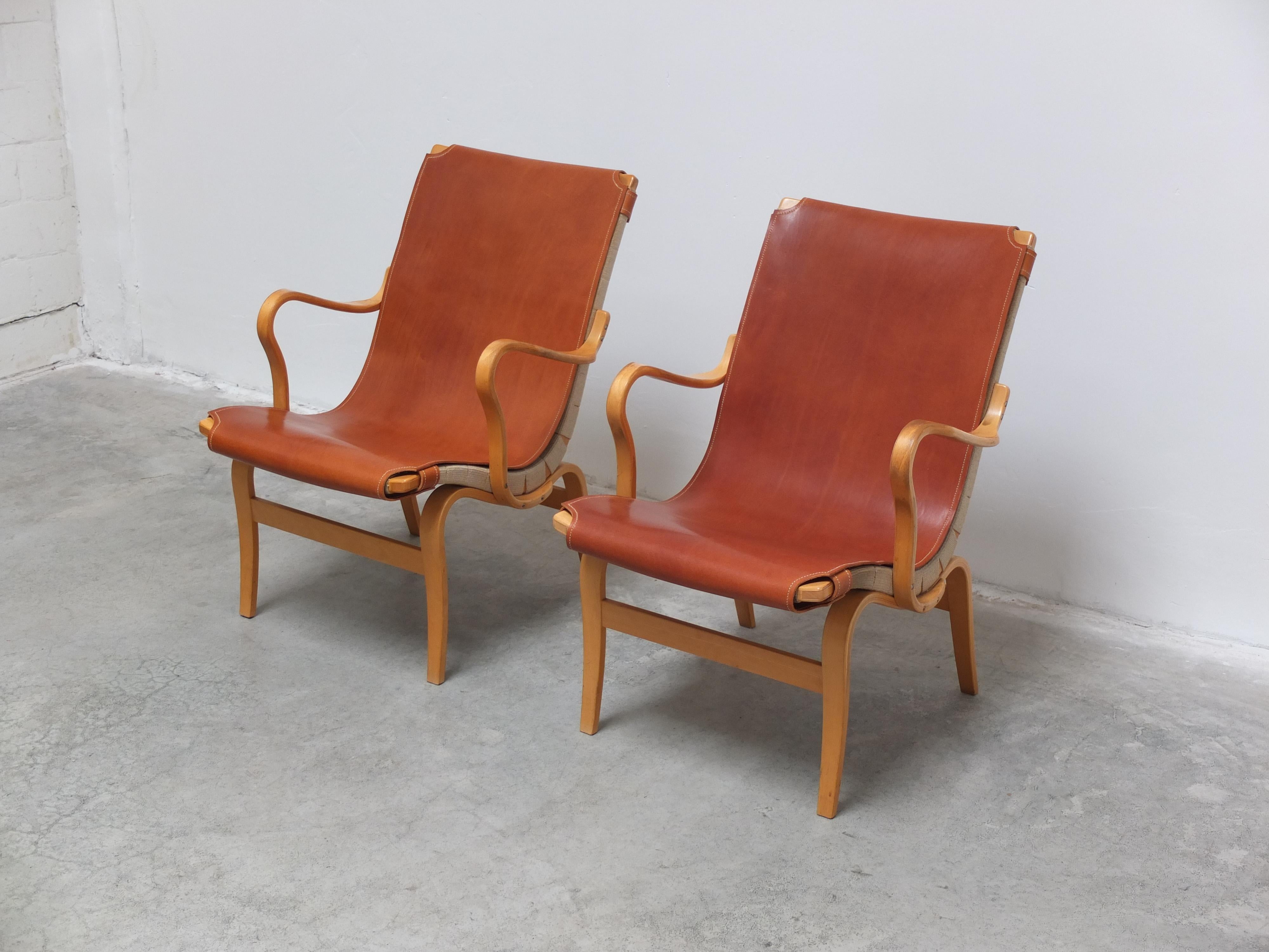 Danish Swedish Pair of 'Eva' Lounge Chairs by Bruno Mathsson for DUX, 1941