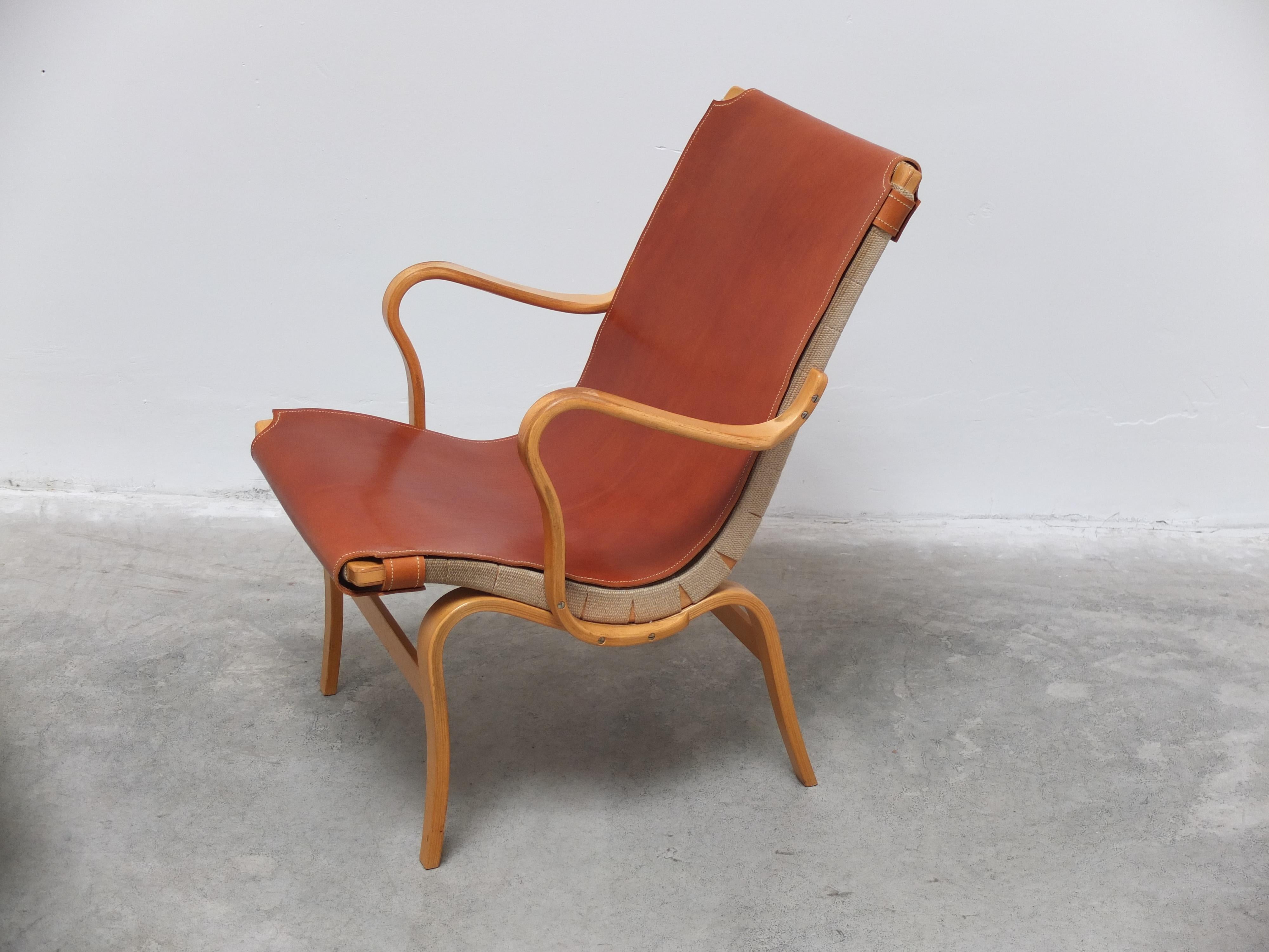 Leather Swedish Pair of 'Eva' Lounge Chairs by Bruno Mathsson for DUX, 1941