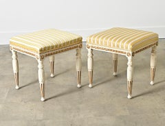 Swedish Pair of Louis XVI Style Stools Late 19th Century