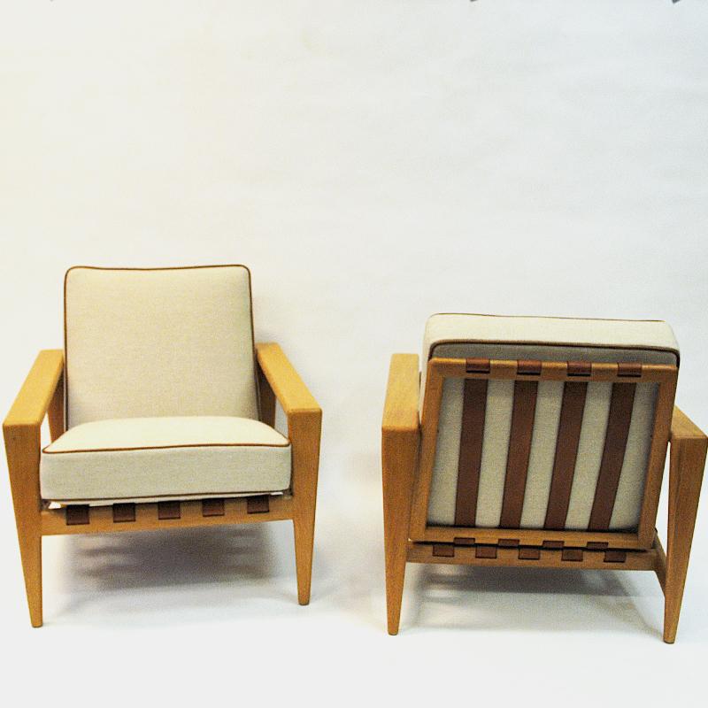 Wool Swedish Pair of Oak Lounge Chairs Bodö by Svante Skogh, 1957