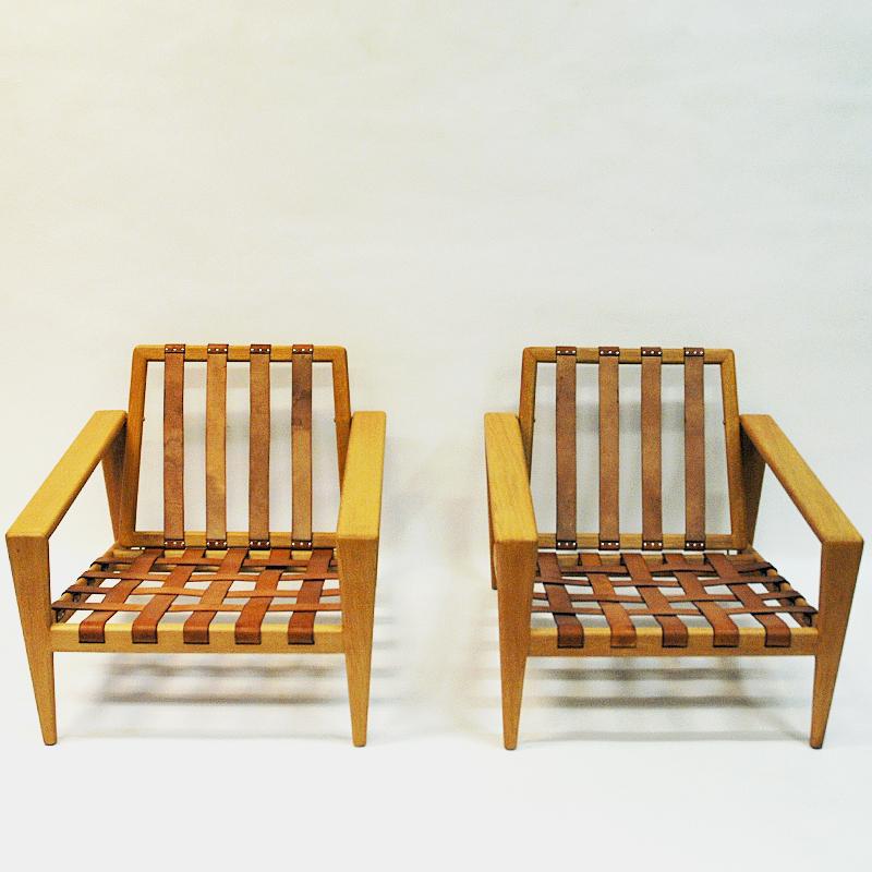 Swedish Pair of Oak Lounge Chairs Bodö by Svante Skogh, 1957 3