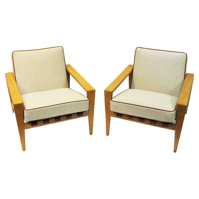 Swedish Pair of Oak Lounge Chairs Bodö by Svante Skogh, 1957