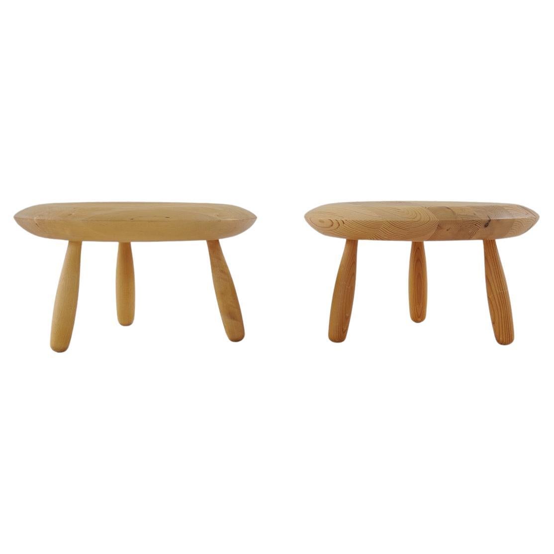 Schwedisches Paar organischer Pilzhocker aus Birke Ikea 2009 im Angebot