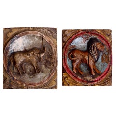 Paire de reliefs peints d'origine suédois, 18ème siècle, provenant probablement du milieu de la Suède