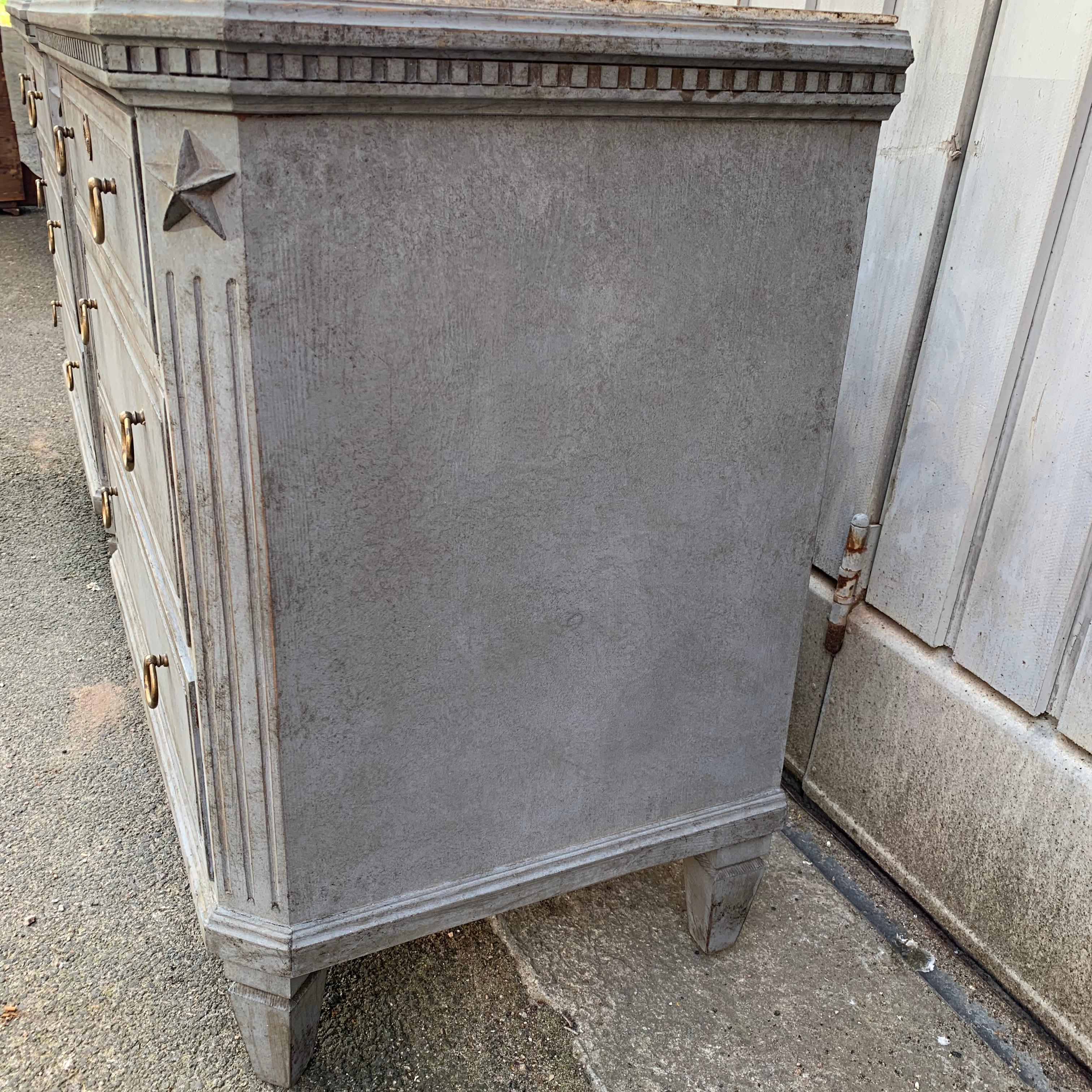 Swedish Pair of Painted Faux Marble Top Gustavian Style Dressers 8