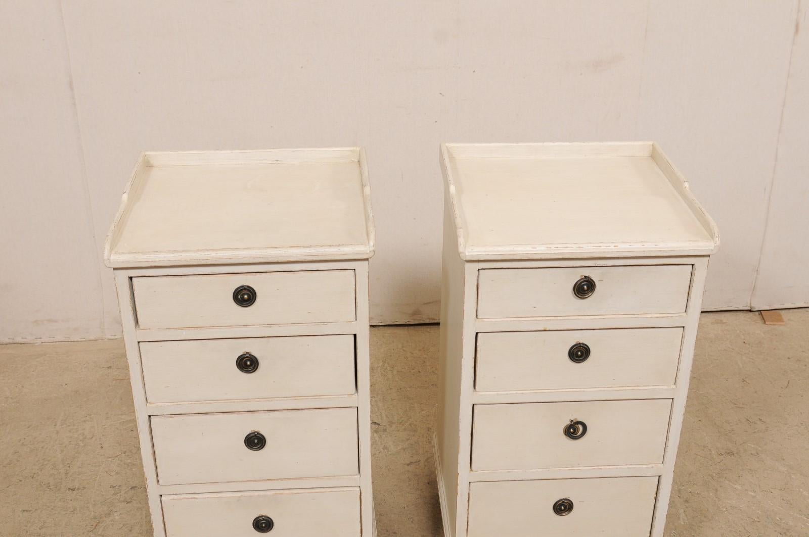 Swedish Pair of Painted Wood Gustavian Style Four-Drawer Side Chests For Sale 7